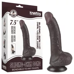   Lovetoy - realistický dildo s přísavkou - dvouvrstvý - 19,5 cm - hnědý