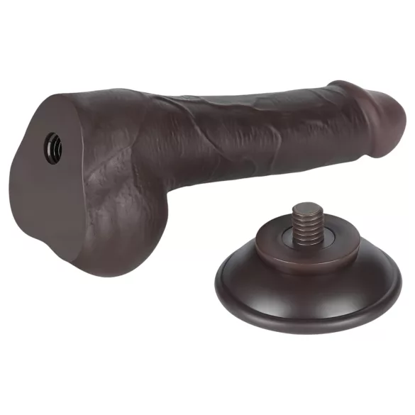 Lovetoy - realistický dildo s varlaty - dvouvrstvý, 19,5 cm, hnědý