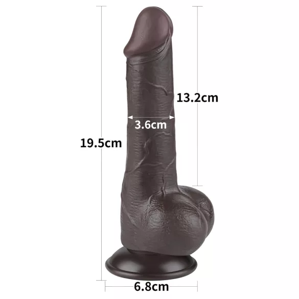 Lovetoy - realistický dildo s varlaty - dvouvrstvý, 19,5 cm, hnědý