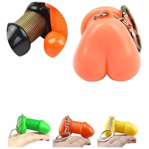 Roomfun - vtipný přívěsek na klíče ve tvaru penisu (oranžový)