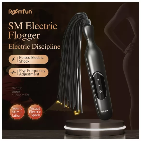 Roomfun - elektrický šokový bič (černý)