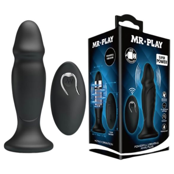 MR. PLAY - akumulátorový, rádiový anální vibrátor (černý)