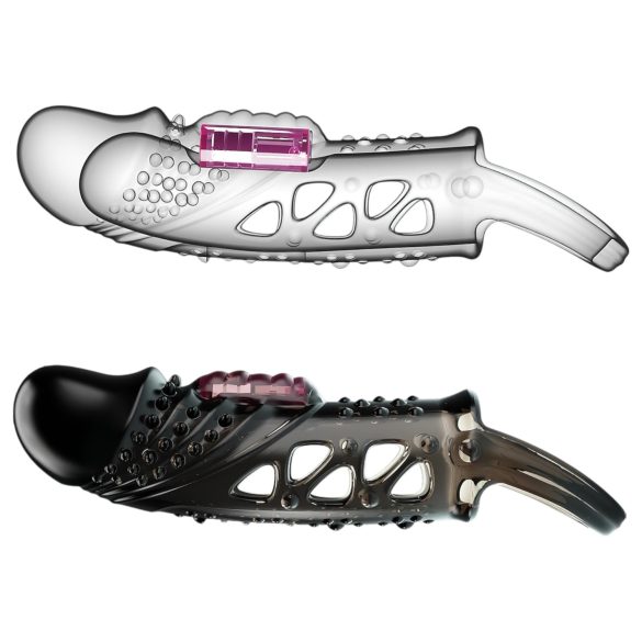 Pretty Love Cecelia - erekční vibrační návlek na penis s kroužkem - černý