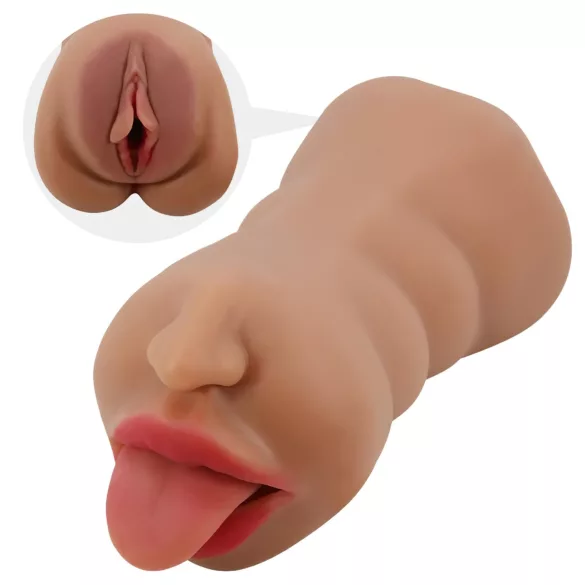 Crazy Bull - masturbátor ústa a vagína - realistický tvar - tělová barva