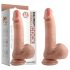 Dual Density – realistické dildo s přísavkou a varlaty - 18 cm (přírodní)