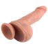 Dual Density – realistické dildo s přísavkou a varlaty - 18 cm (přírodní)