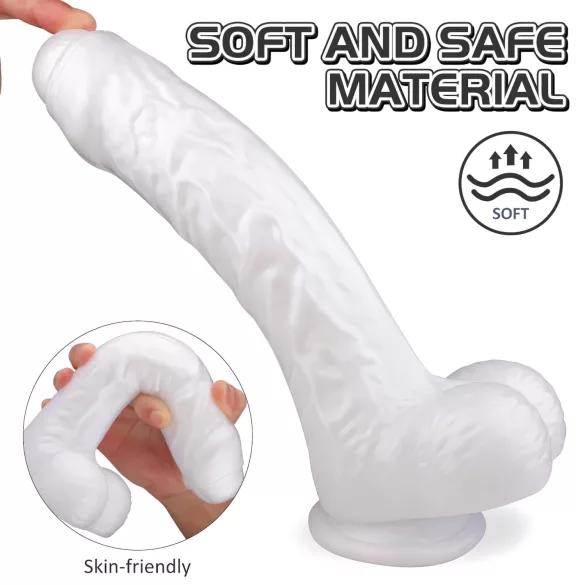 Sex HD Martin - realistický dildo s přísavkou a varlaty - bílý