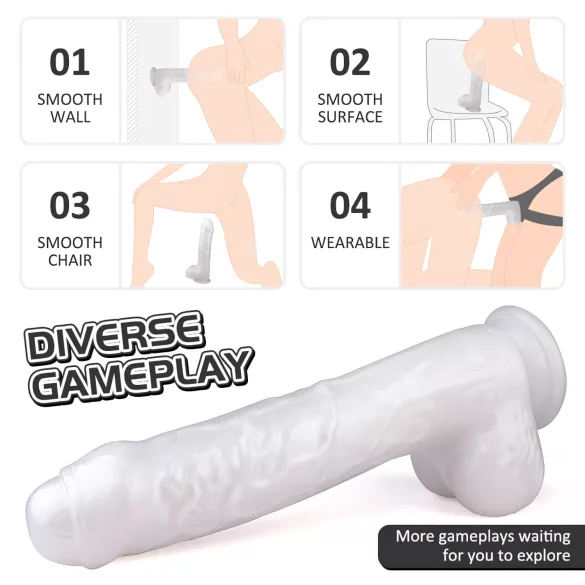 Sex HD Martin - realistický dildo s přísavkou a varlaty - bílý