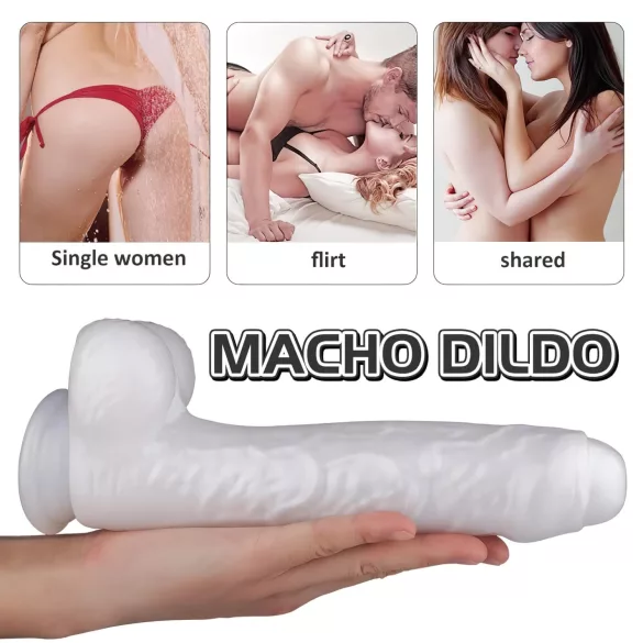 Sex HD Martin - realistický dildo s přísavkou a varlaty - bílý