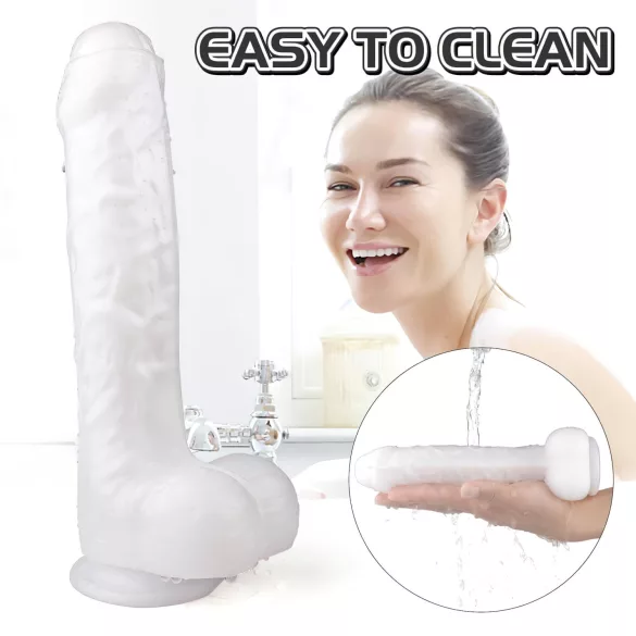 Sex HD Martin - realistický dildo s přísavkou a varlaty - bílý
