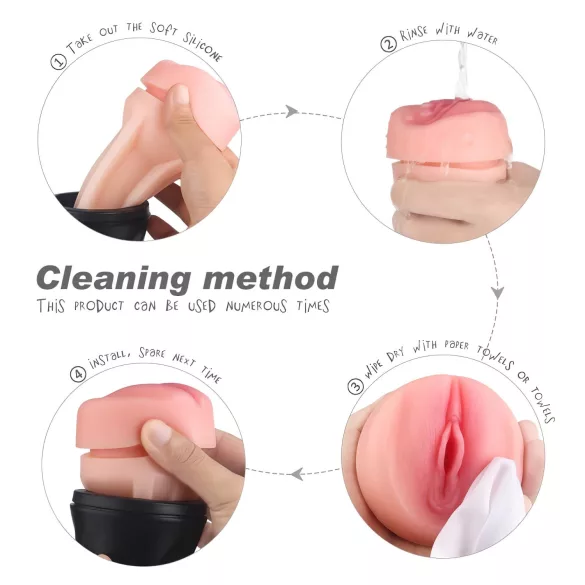 Sex HD Marcus - realistická umělá vagína v pouzdře - černá/béžová