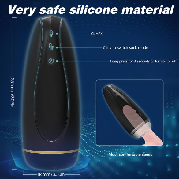 Sex HD Hawk - masturbátor s vibrací a sáním - dobíjecí - černobílý