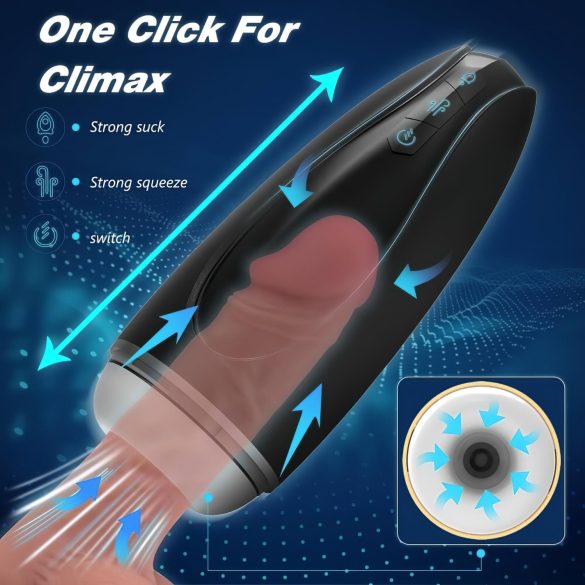 Sex HD Hawk - masturbátor s vibrací a sáním - dobíjecí - černobílý