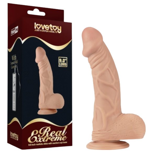 Lovetoy Real Extreme - přísavkový dildo - 23 cm (přírodní)