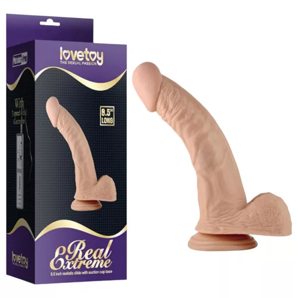 Lovetoy Real Extreme - dildo na bod G - 21 cm - tělová barva