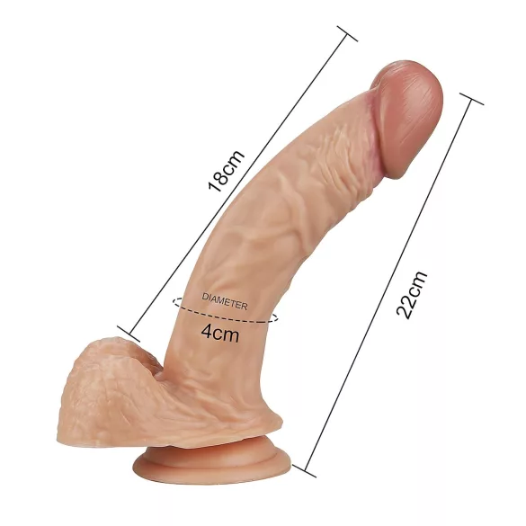 Lovetoy Real Extreme - dildo na bod G - 21 cm - tělová barva