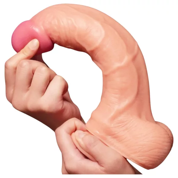 Lovetoy Nature Cock - realistický dvouvrstvý dildo - 25 cm - tělová barva