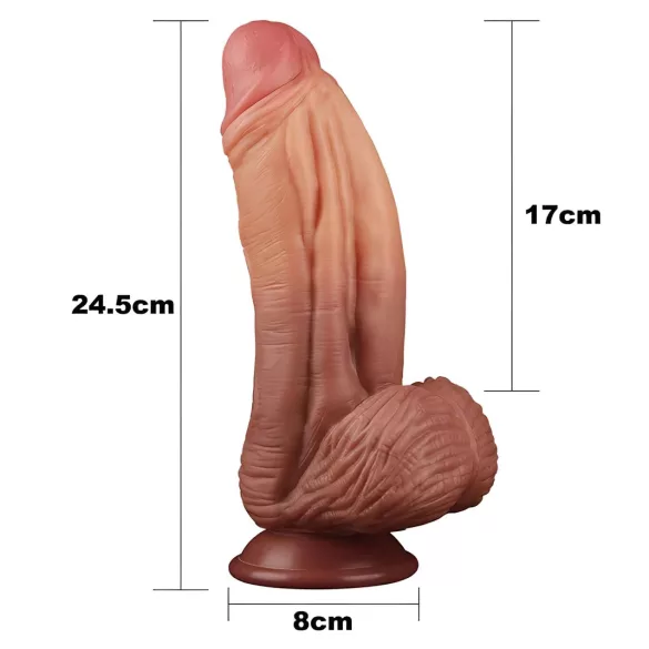Lovetoy - realistické dildo s dvojitou vrstvou - 26 cm - tělová barva