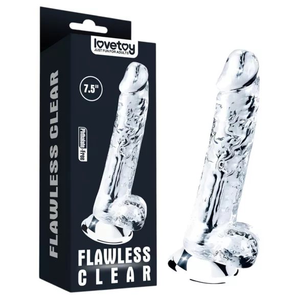 Lovetoy Flawless Clear - dildo s přísavkou - 19 cm (průhledné)