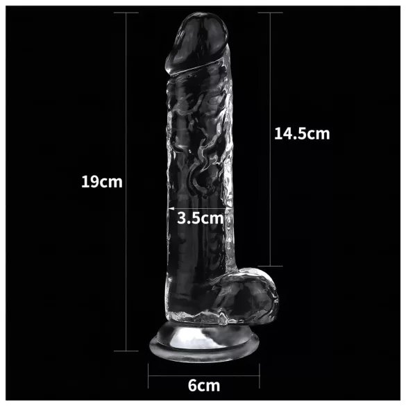 Lovetoy Flawless Clear - dildo s přísavkou - 19 cm (průhledné)