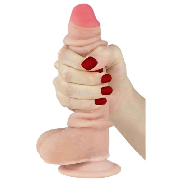 Lovetoy Sliding-Skin - dvouvrstvý dildo - 18 cm (přírodní)