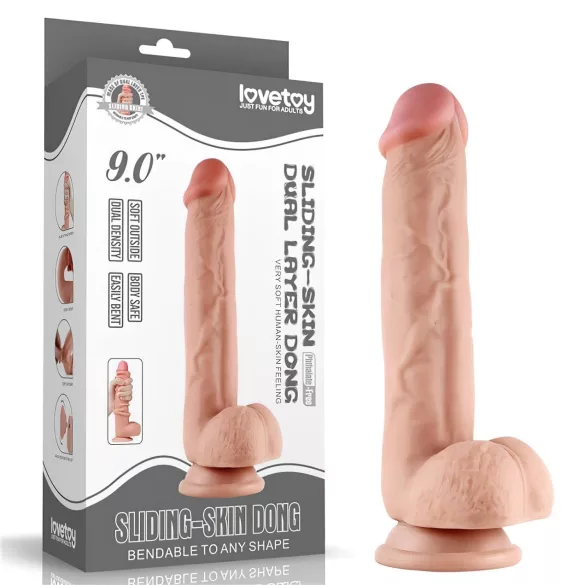 Lovetoy - realistický dildo - dvouvrstvý - 23 cm - tělová barva