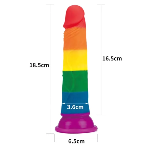 Lovetoy Prider - realistické dildo - 19 cm - duhová