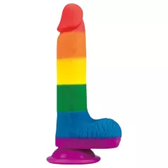   Lovetoy Prider - realistický dildo s varlaty - 20 cm - duhové