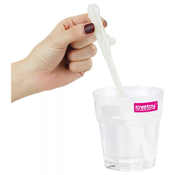 Lovetoy - brčko s penisem - svítící - bílá