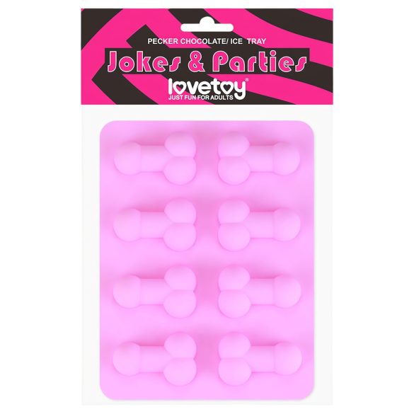 Růžová forma na led ve tvaru penisu