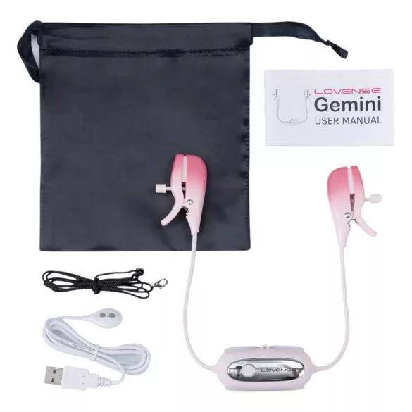 Lovense Gemini - Vibrační svorky na bradavky ovládané aplikací (růžové)