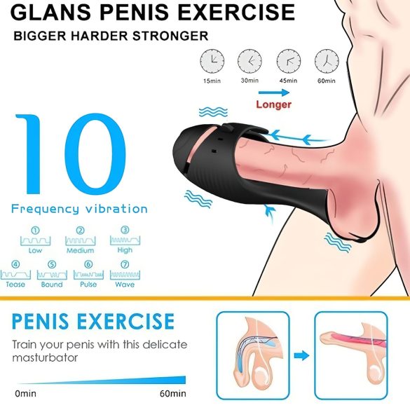 Leopard - nabíjecí žaludový vibrátor (černý)