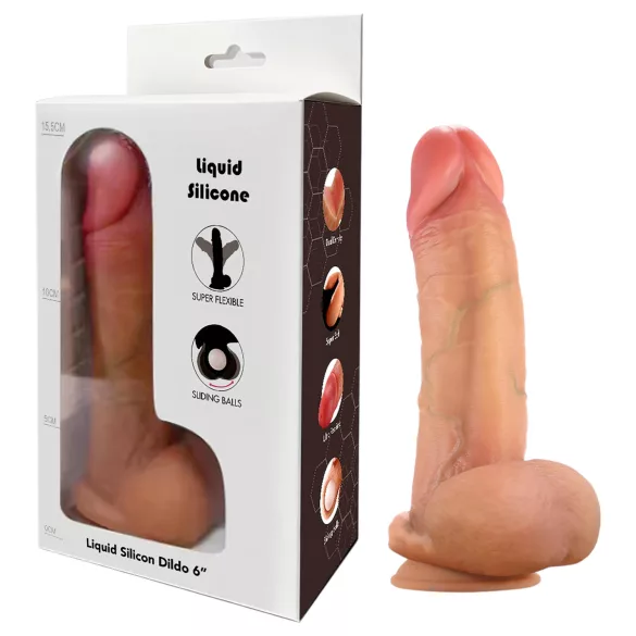 FeelSkin - ultra realistický dildo s varlaty (přírodní, 12,5 cm)