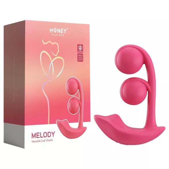 Honey Play Box Melody - Aplikací řízený perličkový 2v1 vibrátor (červený)