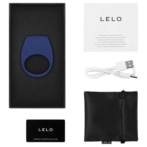 LELO Tor 3 - vibrační erekční kroužek na penis - dobíjecí silikon modrý