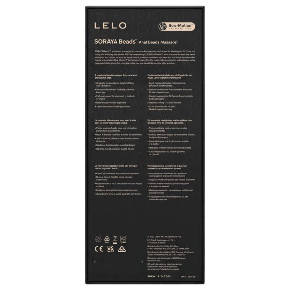 LELO - anální vibrátor s kuličkami - nabíjecí, voděodolný, černý