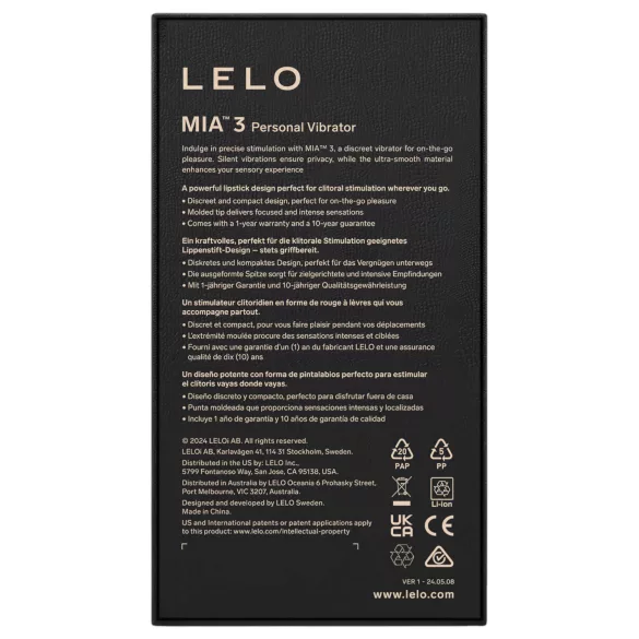 LELO Mia 3 - cestovní vibrátor ve tvaru rtěnky - černý