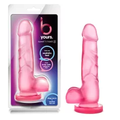   B Yours Sweet N Hard 4 - realistické dildo s varlaty - 18 cm - růžové