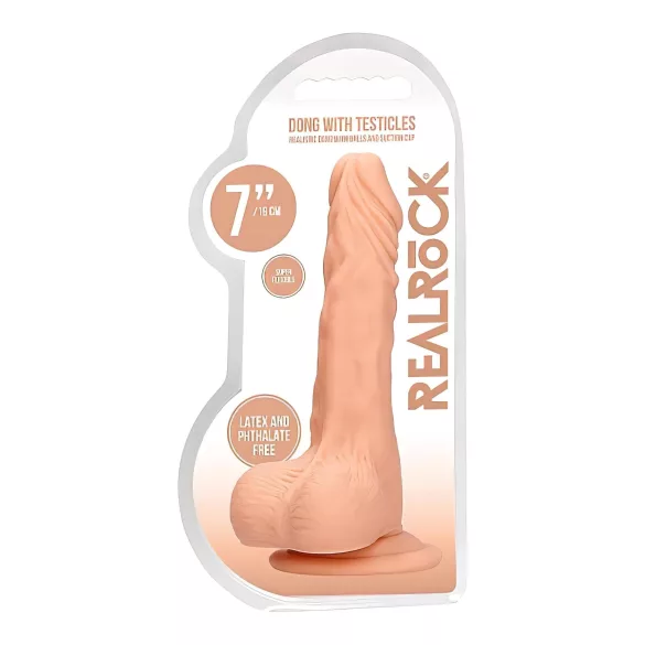 RealRock - realistický dildo s varlaty - 17 cm - tělová