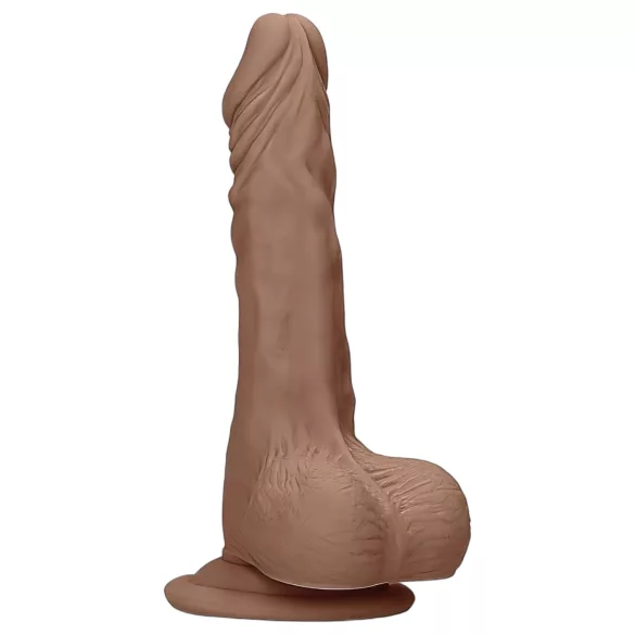 RealRock - realistické dildo s varlaty - 25 cm - tmavá tělová