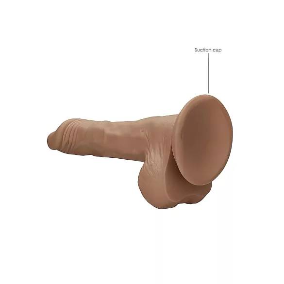 RealRock - realistické dildo s varlaty - 25 cm - tmavá tělová