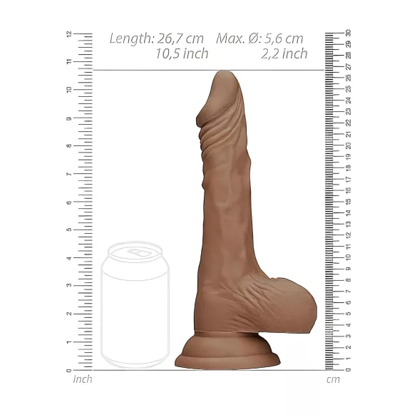 RealRock - realistické dildo s varlaty - 25 cm - tmavá tělová