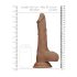 RealRock Dong 10 - realistický dildo s varlaty (25 cm) - tmavá přírodní barva