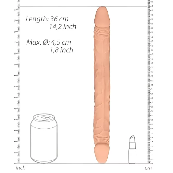 RealRock - dvojitý dildo - oboustranný - tělová - 36 cm