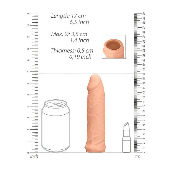 RealRock - návlek na penis - 17 cm - tělová
