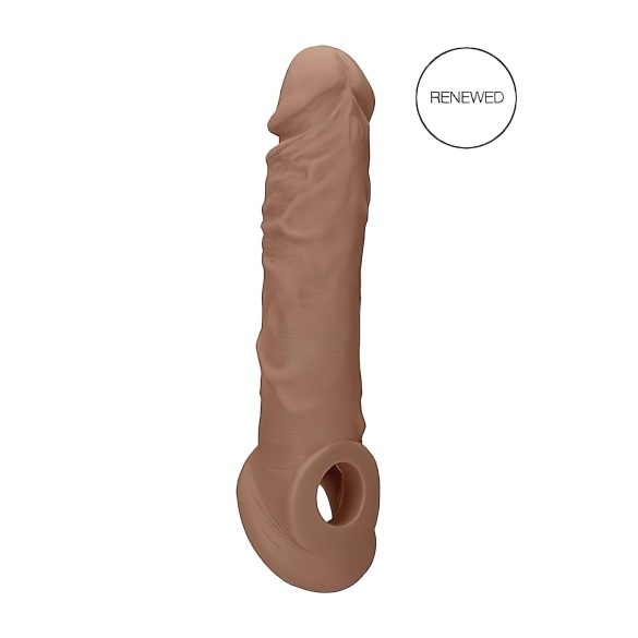 RealRock návlek na penis 21 cm - tmavě přírodní