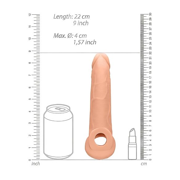 RealRock - návlek na penis - 21,5 cm - tělová barva