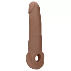   RealRock - návlek na penis - 21,5 cm - tmavá tělová barva