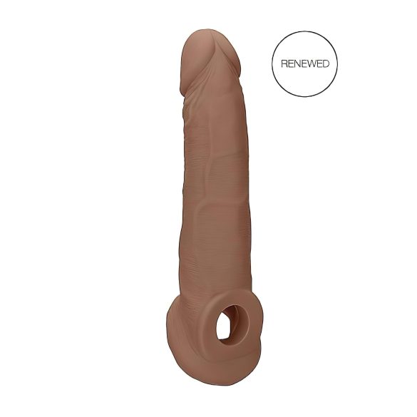 RealRock - návlek na penis - 21,5 cm - tmavá tělová barva