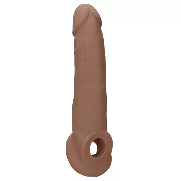 RealRock - návlek na penis - 21,5 cm - tmavá tělová barva